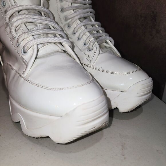 iRi AROM 6.5 White Patent Lace Up Wavy Sole Space Futuristic Ankle Boots Italy - Picture 2 of 15